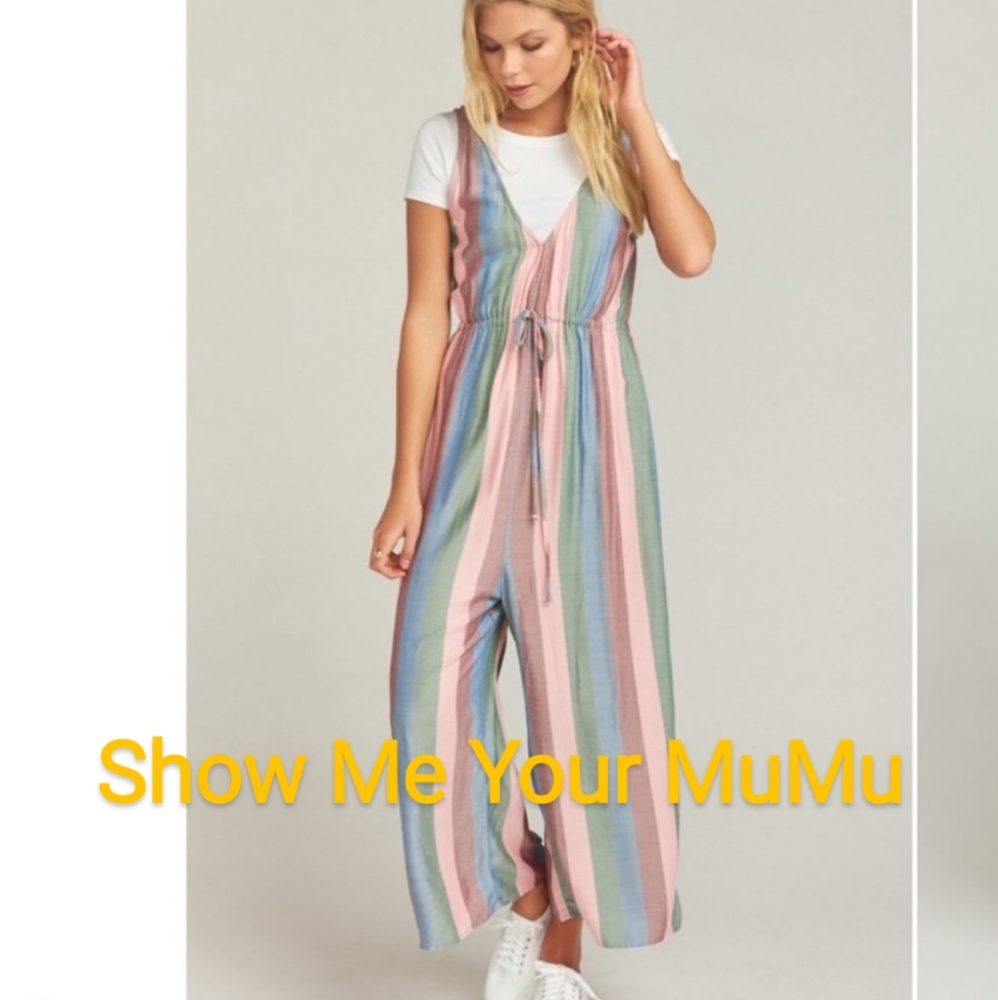 SHOW ME YOUR MUMU
 Stripe Print Wide Leg Jumsuit L